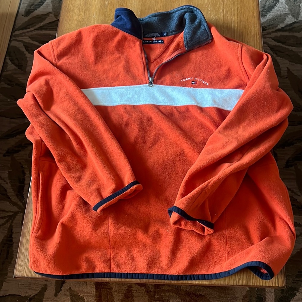 Tommy Hilfiger Men's Orange and Blue Sweatshirt